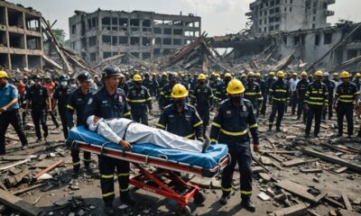 collapsed tower victims evacuated