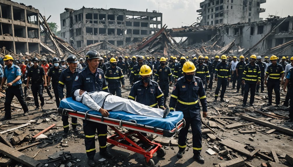 collapsed tower victims evacuated