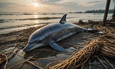 dolphin trapped in fence