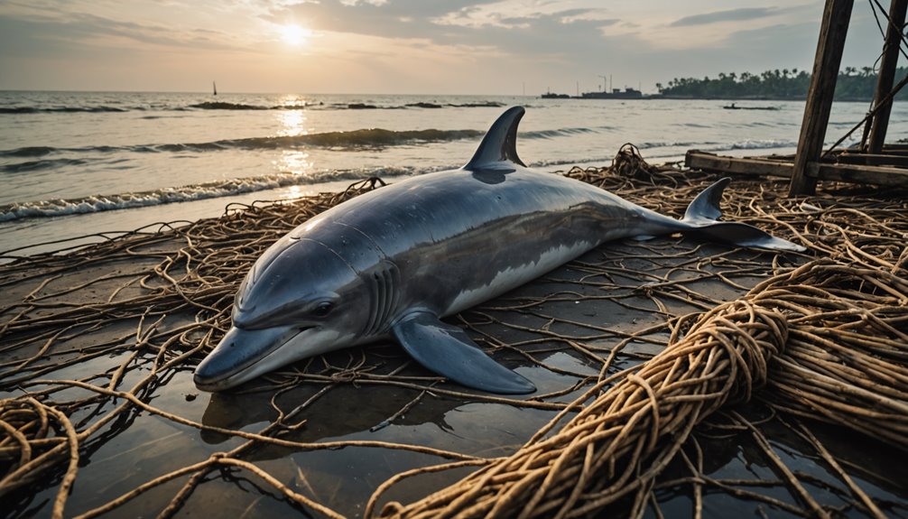 dolphin trapped in fence