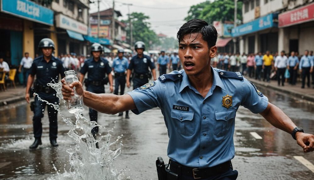 teen sprays acid police